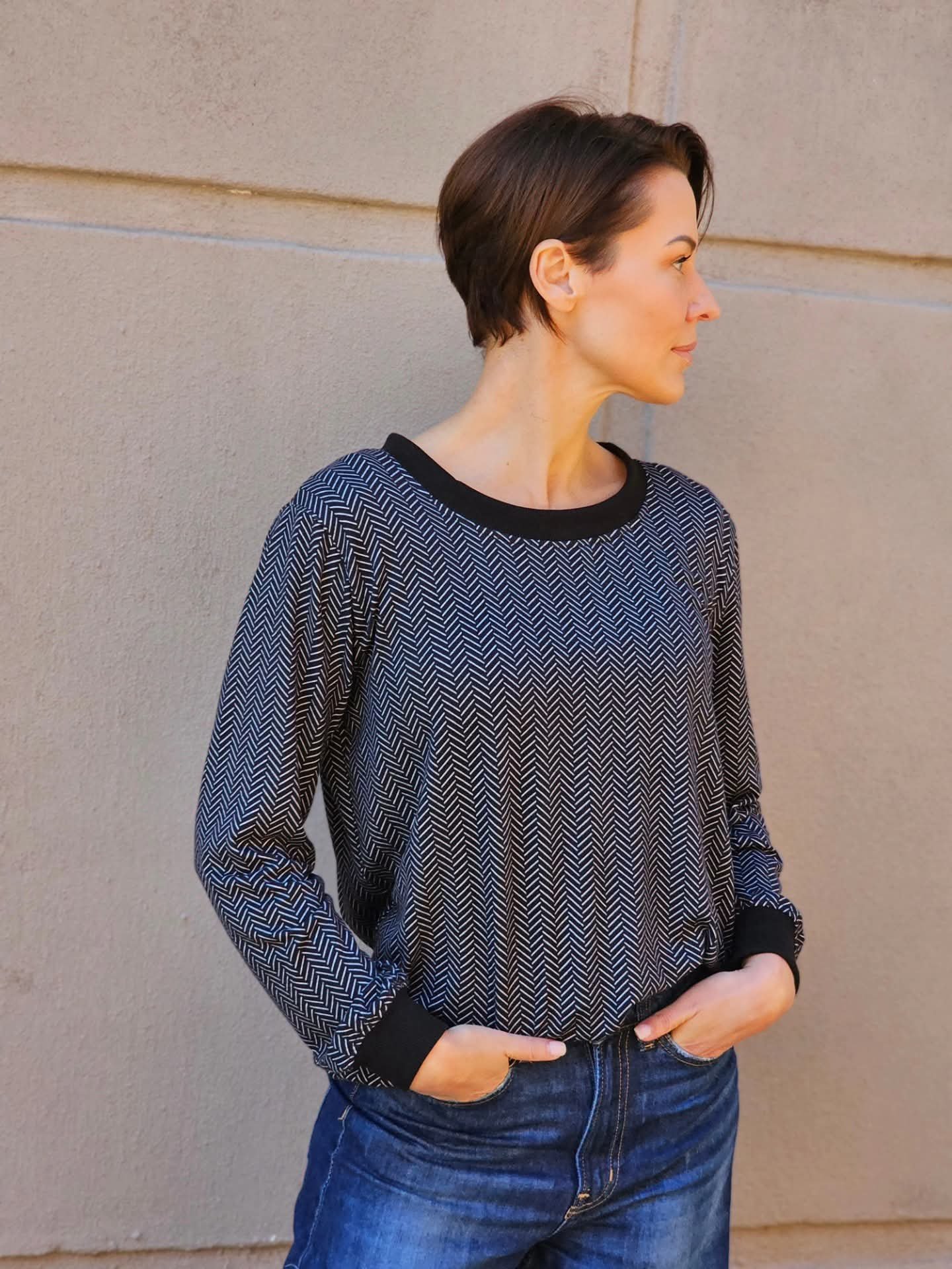 Iwant | Grace Herringbone Jersey | Black