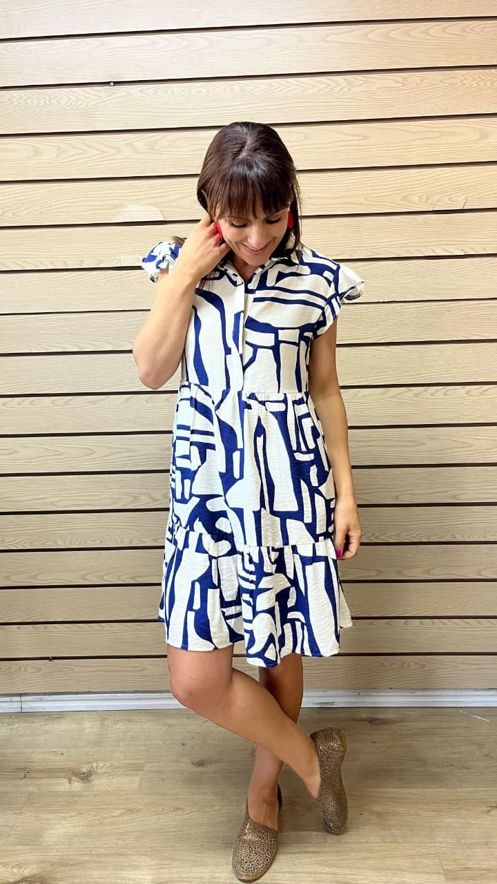 Iwant | Linda Dress | Navy & White