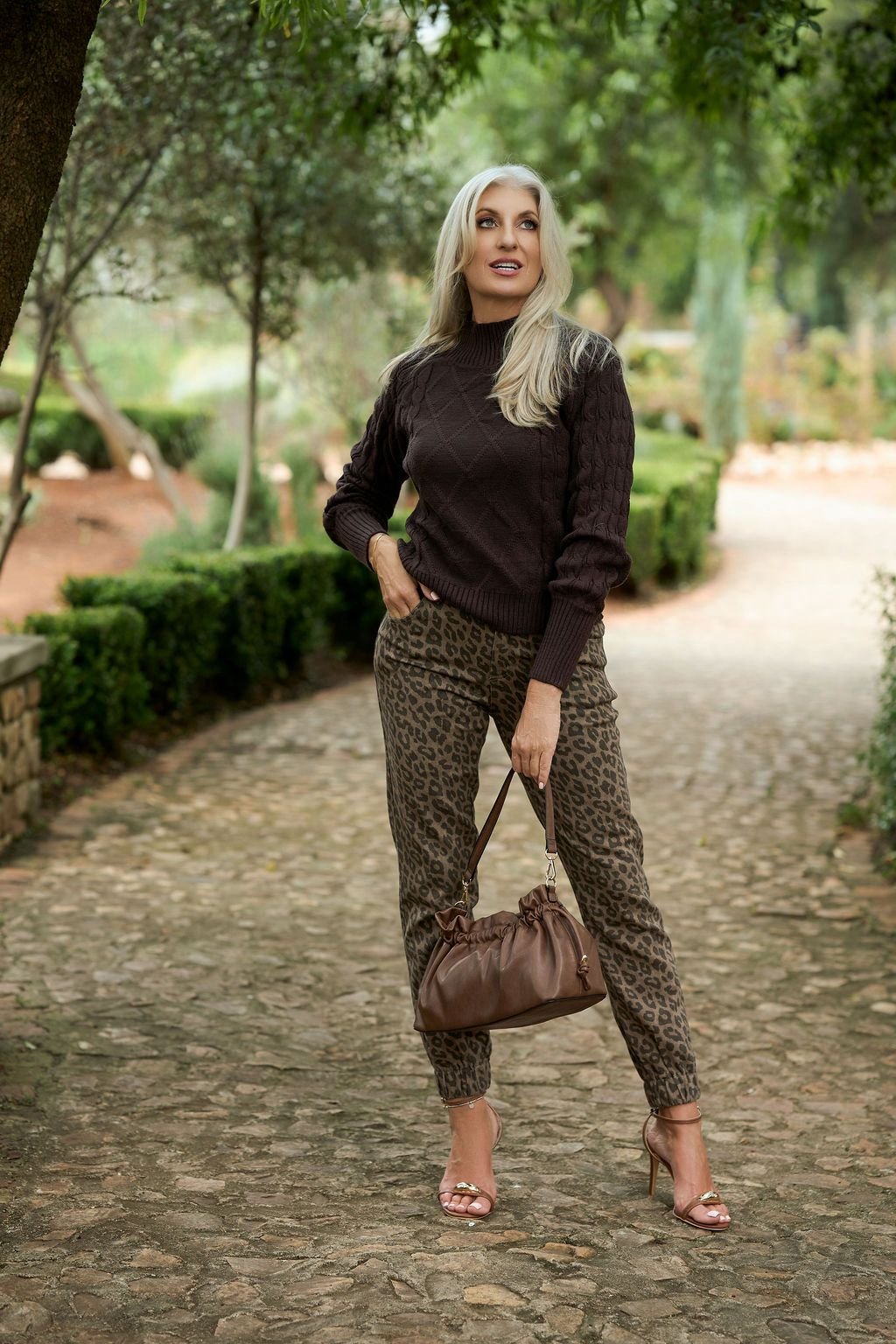 Bon Bon | Joggers | Choc Brown Animal Print