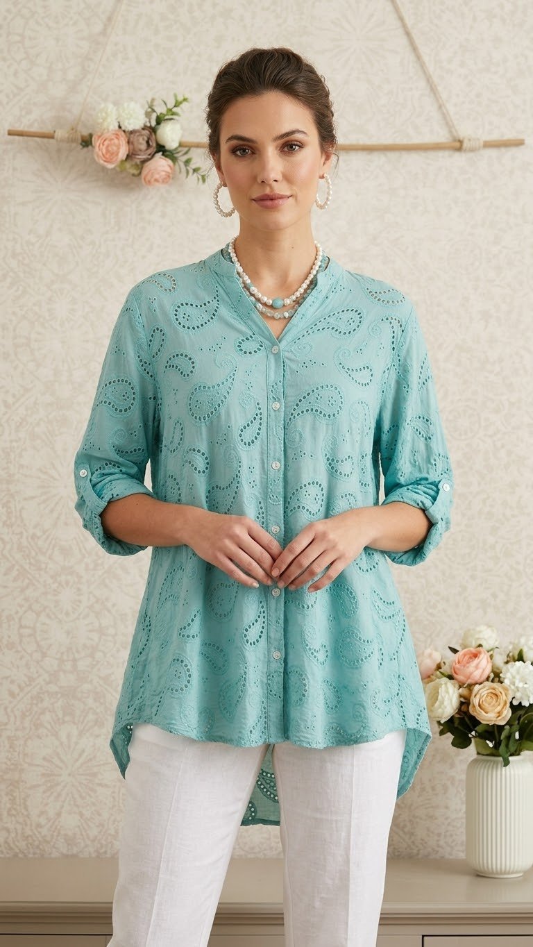 Made In Italy | Cotton Anglaise Blouse