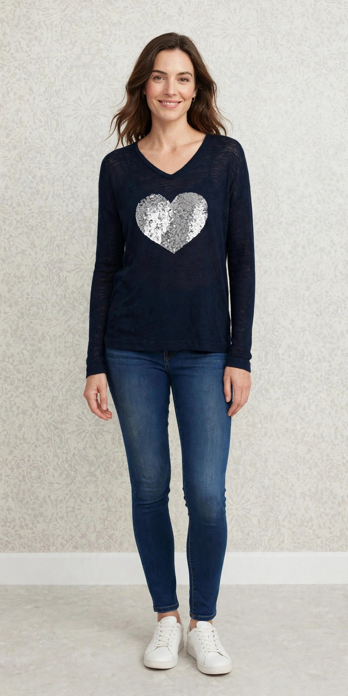 Petticoat | Navy Sequin Knit Top
