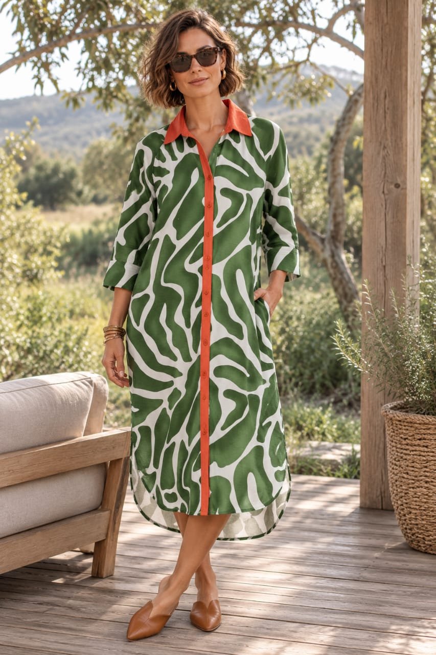 Iwant | Savannah Dress | Green/Orange